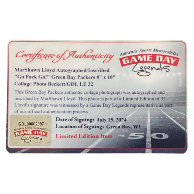 MarShawn Lloyd Autographed "Go Pack Go" 8 x 10 Photo Collage Beckett GDL LE 1/32