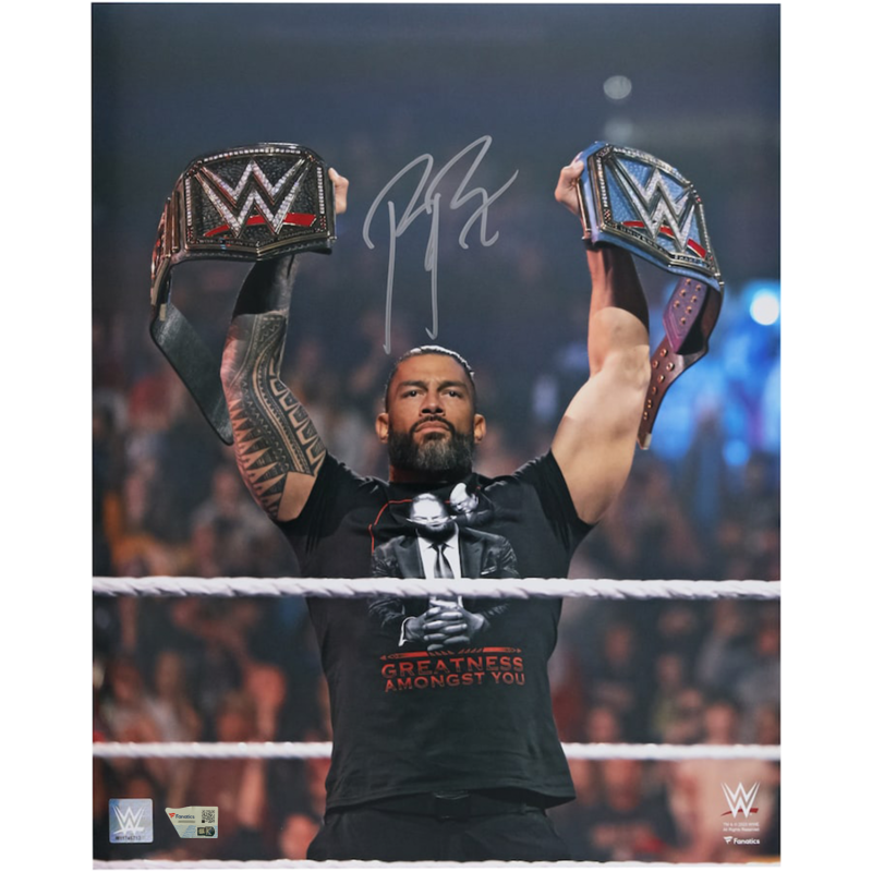 Roman Reigns Autographed "Raising Titles" 16" x 20" WWE Photo Fanatics