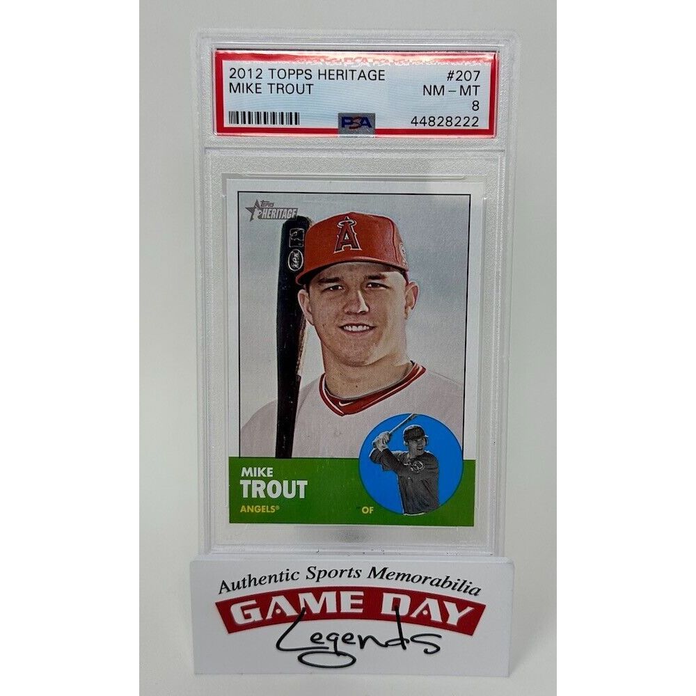 Mike Trout Los Angeles Angels 2012 Topps Heritage #207 Trading Card PSA 8