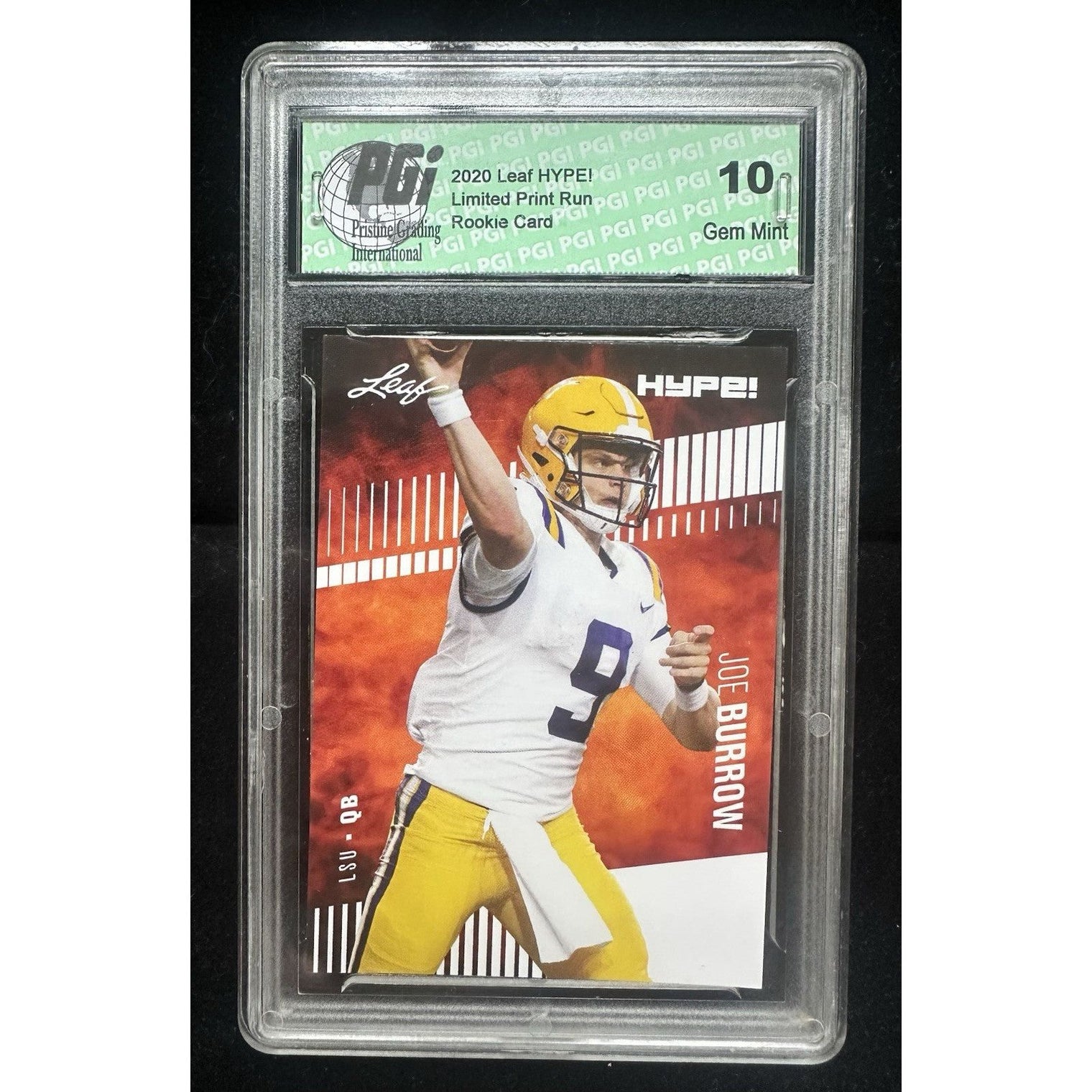 Joe Burrow LSU 2020 Leaf HYPE! #30A Only 5000 Made Rookie Card PGI 10