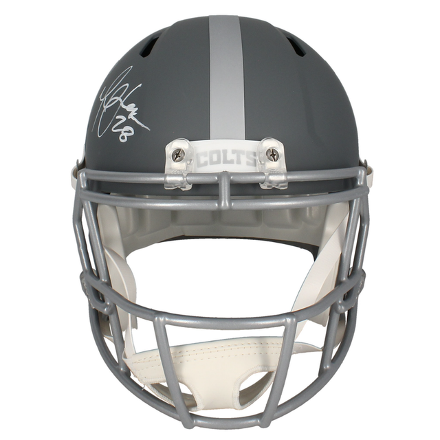 Marshall Faulk Autographed Colts 'Slate' Full Size Speed Helmet Beckett