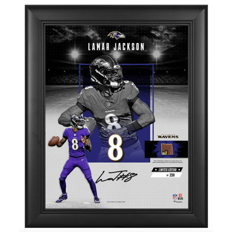 Lamar Jackson Ravens Unsigned 11" x 14" Framed 'Impact Collage' Photo LE 250