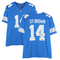 Amon-Ra St. Brown Autographed Lions Blue Nike F.U.S.E. Limited Jersey Fanatics