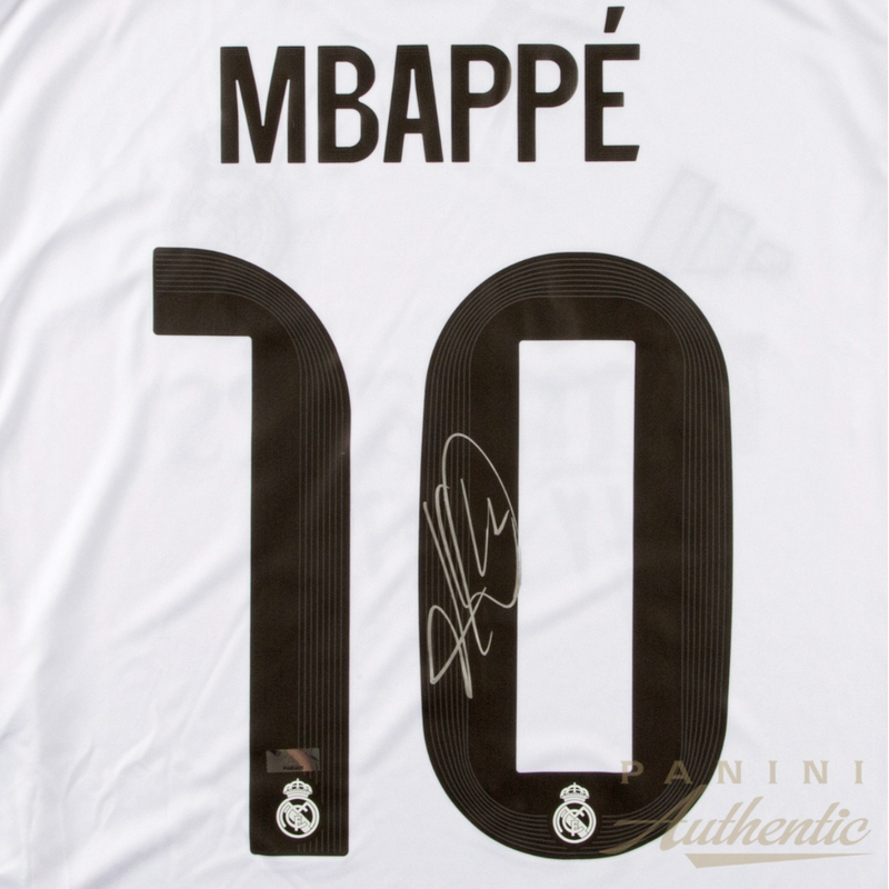 Kylian Mbappe Autographed 2025-26 Real Madrid Away Nike Replica Jersey Panini