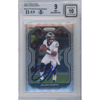 Jalen Hurts Autographed Philadelphia Eagles 2020 Panini Prizm RC Card #343A Eagles BAS 9 Mint