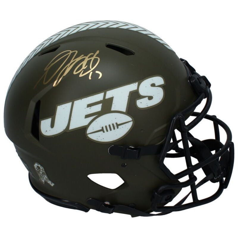 Davante Adams Autographed New York Jets 2022 STS Authentic Speed Helmet Beckett