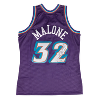 Karl Malone Autographed Utah Jazz M&N 1996 Purple Road Jersey Fanatics