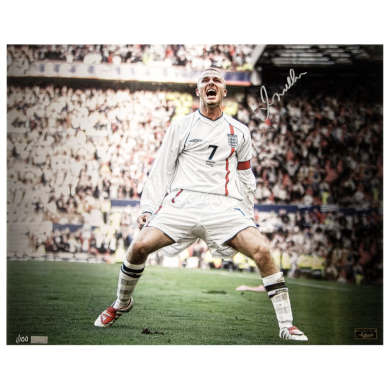 David Beckham Autographed England National Team 16 x 20 Photo Panini LE 100