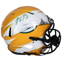 Aaron Rodgers Autographed Green Bay Packers / New York Jets ECC Ripped Authentic Helmet Fanatics