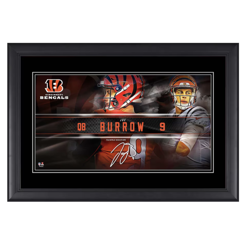 Joe Burrow Bengals Framed 10" x 18" Player Nameplate Collage Fanatics