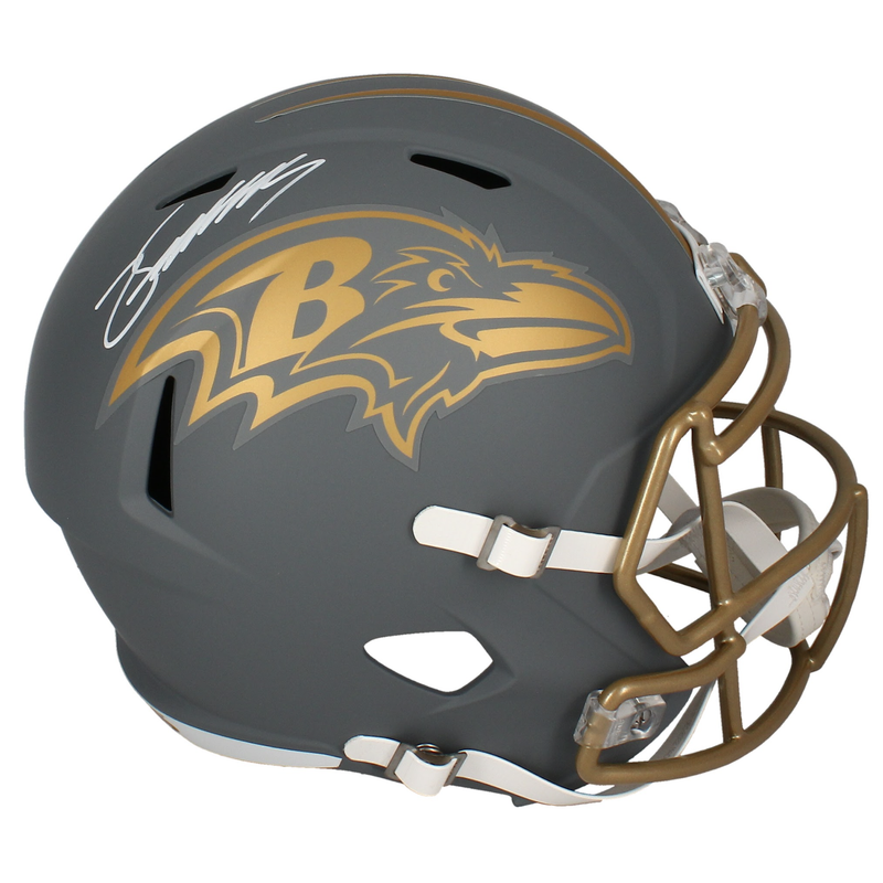 Zay Flowers Autographed Baltimore Ravens Slate Full Size Speed Helmet Beckett