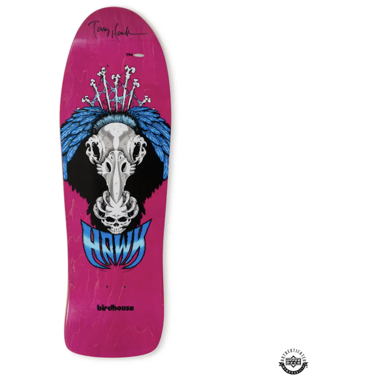 Tony Hawk Signed Birdhouse Vulture Pink Stain Old School Skateboard Deck UDA