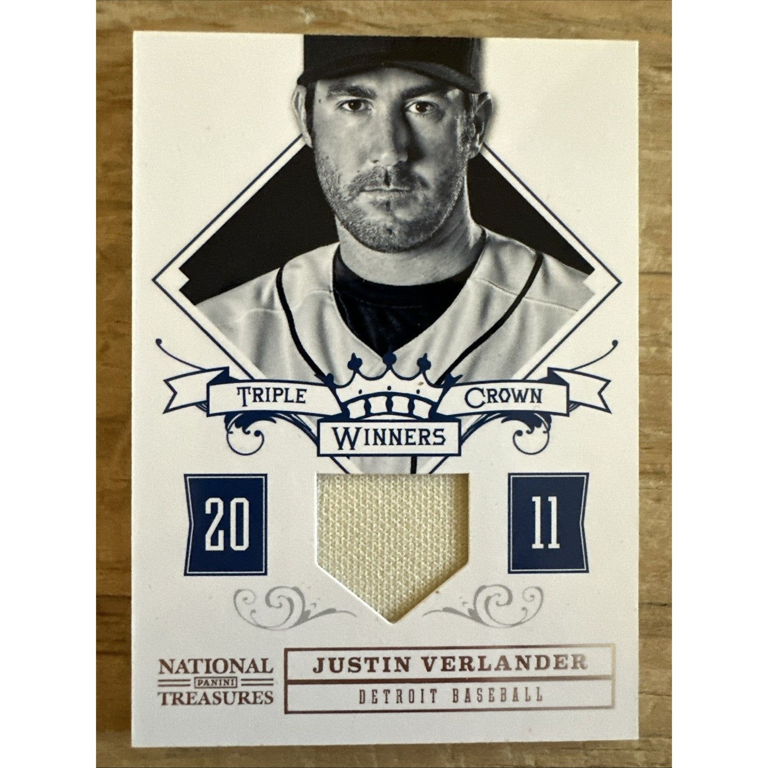 2012 National Treasures Triple Crown Winners Materials Justin Verlander Detroit Tigers 10/99