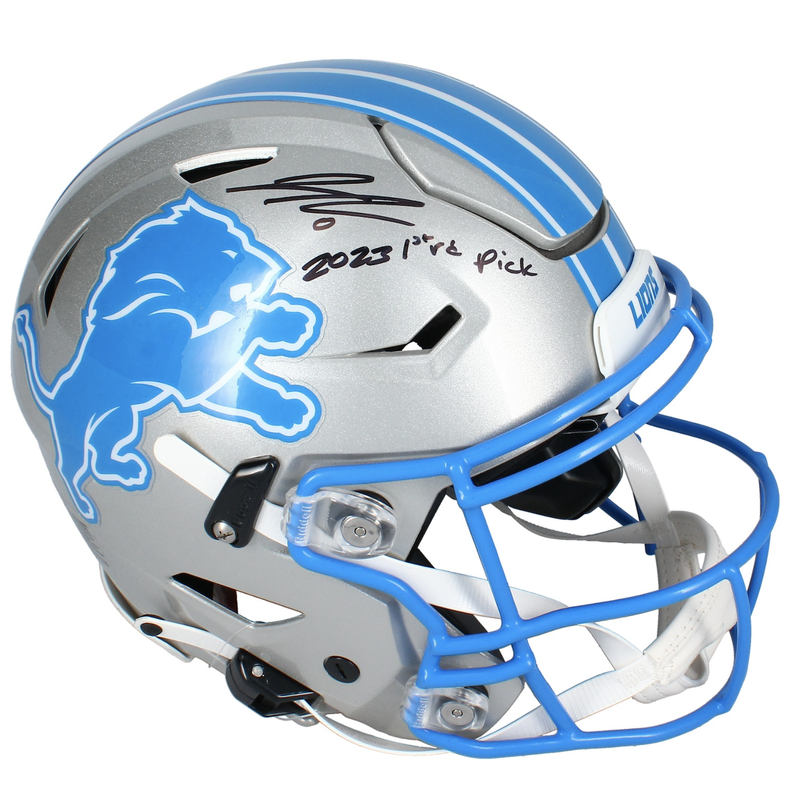Jahmyr Gibbs Autographed 2023 1st Rd Pick Lions SpeedFlex Helmet Fanatics LE 25