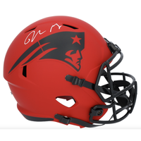 Drake Maye Autographed Patriots 'RAVE' Full Size Speed Helmet Fanatics