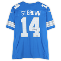 Amon-Ra St. Brown Autographed Lions Blue Nike F.U.S.E. Limited Jersey Fanatics