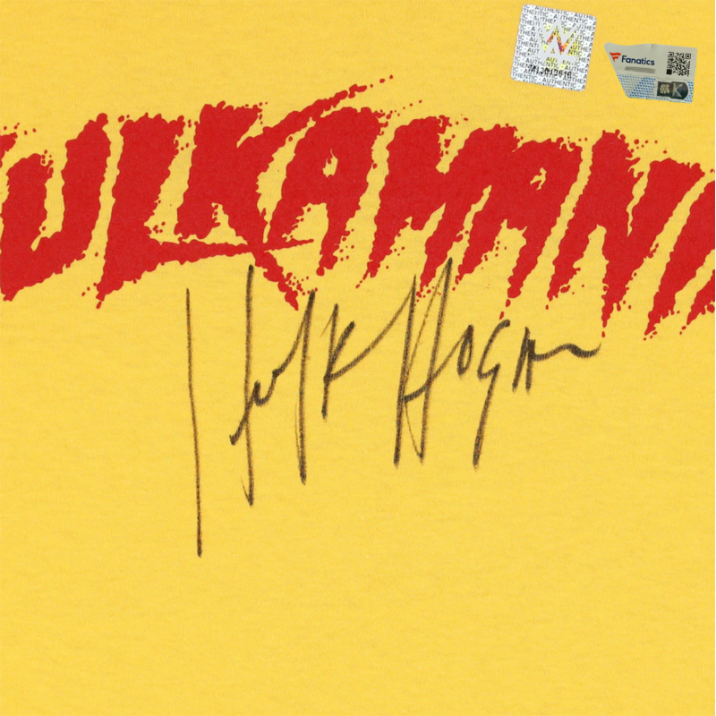 Hulk Hogan Autographed WWE Yellow Hulkamania T-Shirt Fanatics
