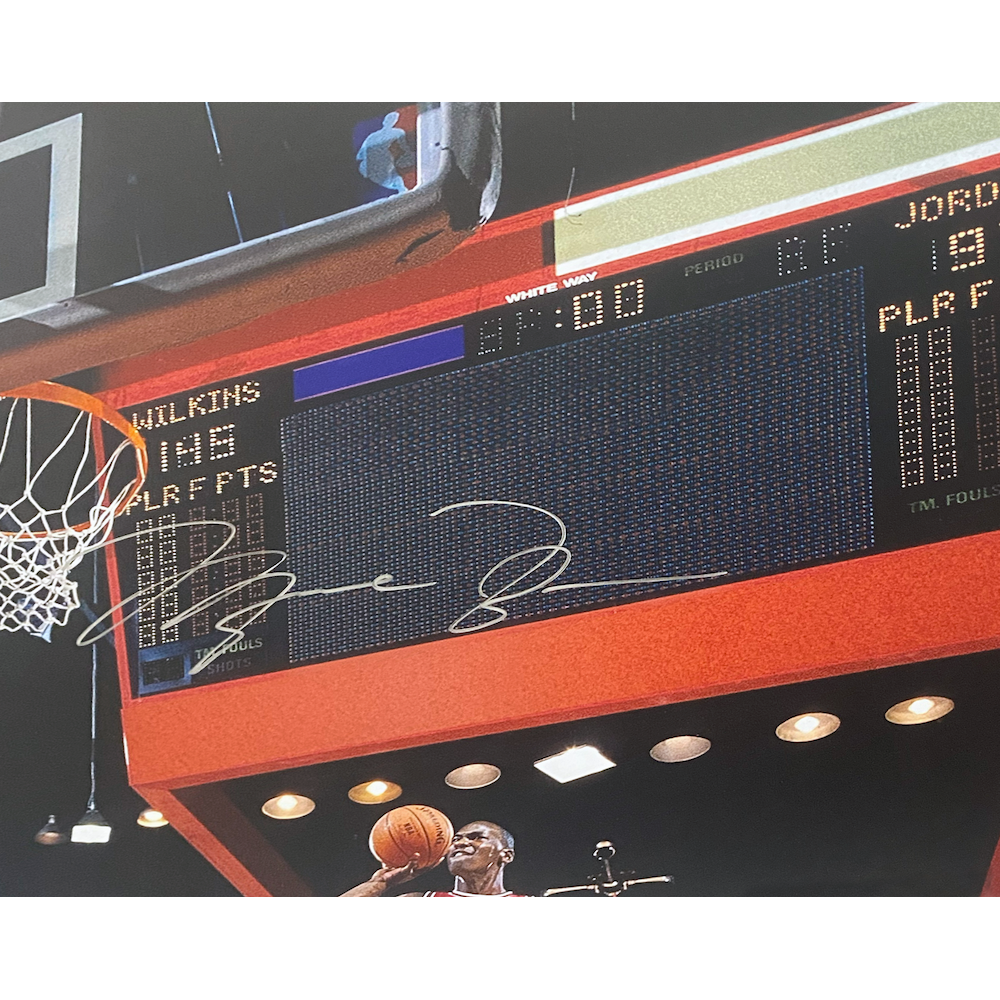 Michael Jordan Autographed "Scoreboard Dunk" 30" x 40" Framed Photograph UDA