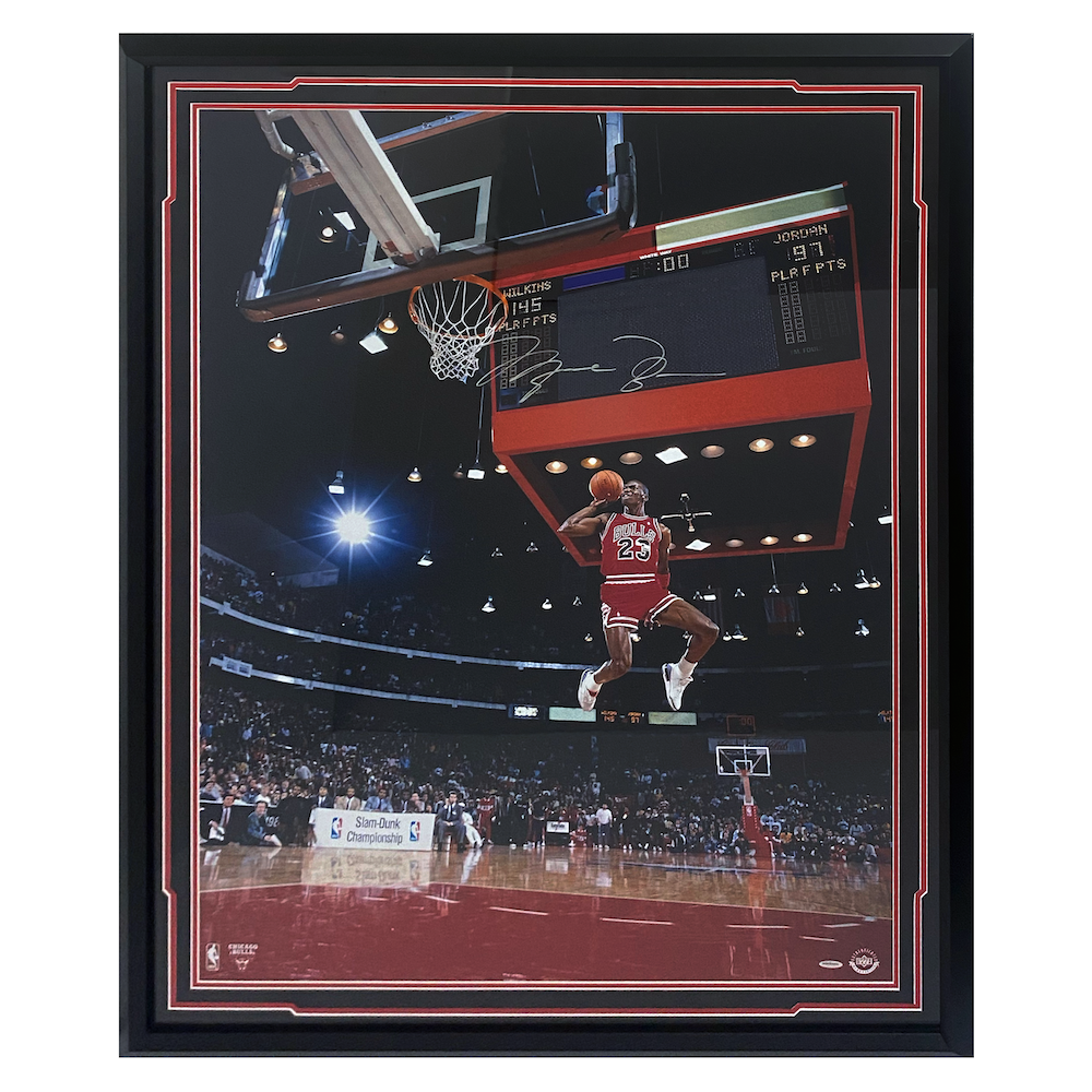 Michael Jordan Autographed "Scoreboard Dunk" 30" x 40" Framed Photograph UDA
