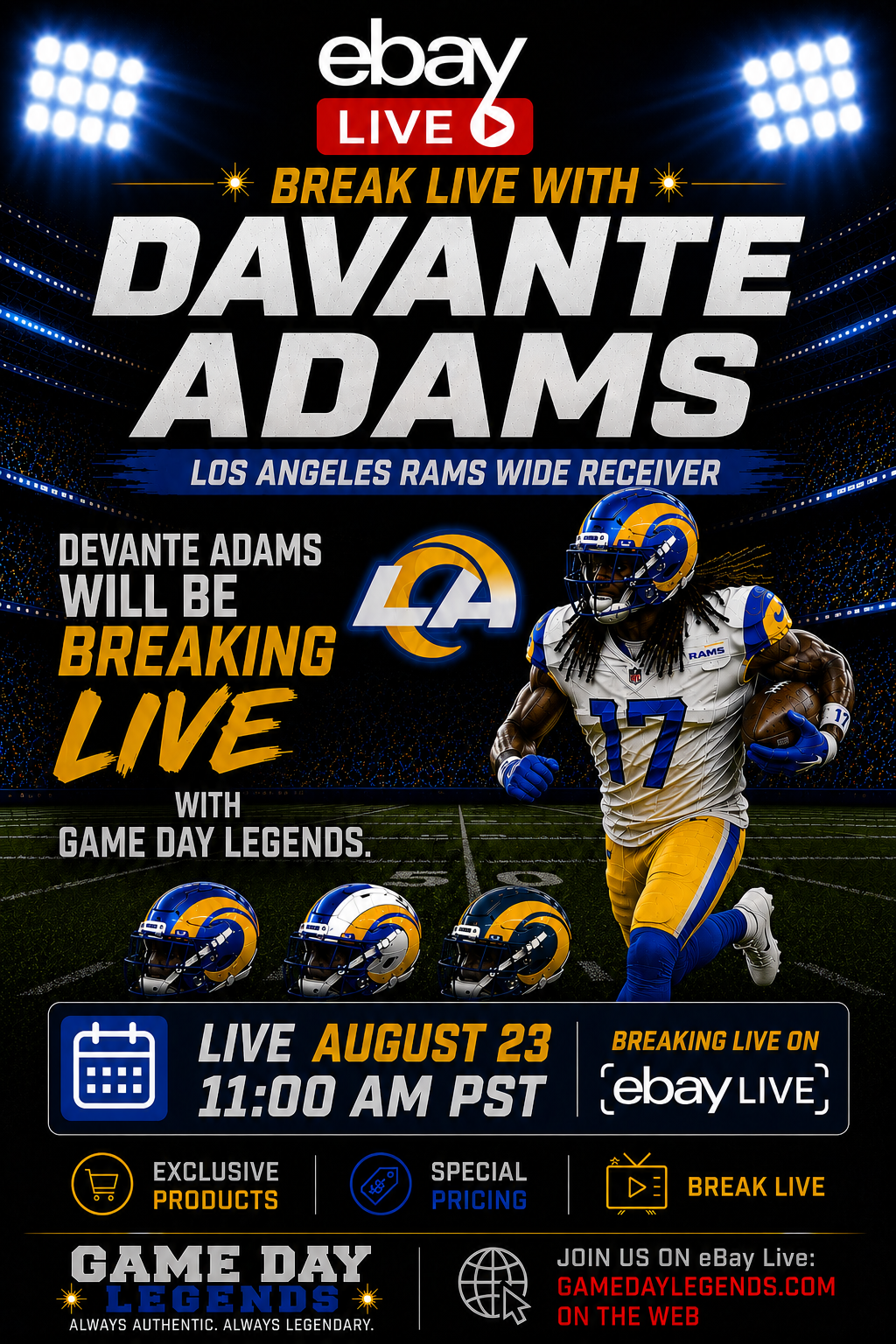 Davante Adams Autographed Los Angeles Rams "RETRO" Authentic Helmet Beckett