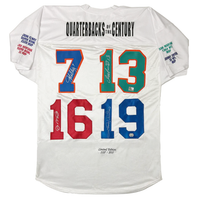 John Elway, Dan Marino, Joe Montana & Johnny Unitas Multi-Autographed Quarterbacks of the Century Jersey Mounted Memories LE 500