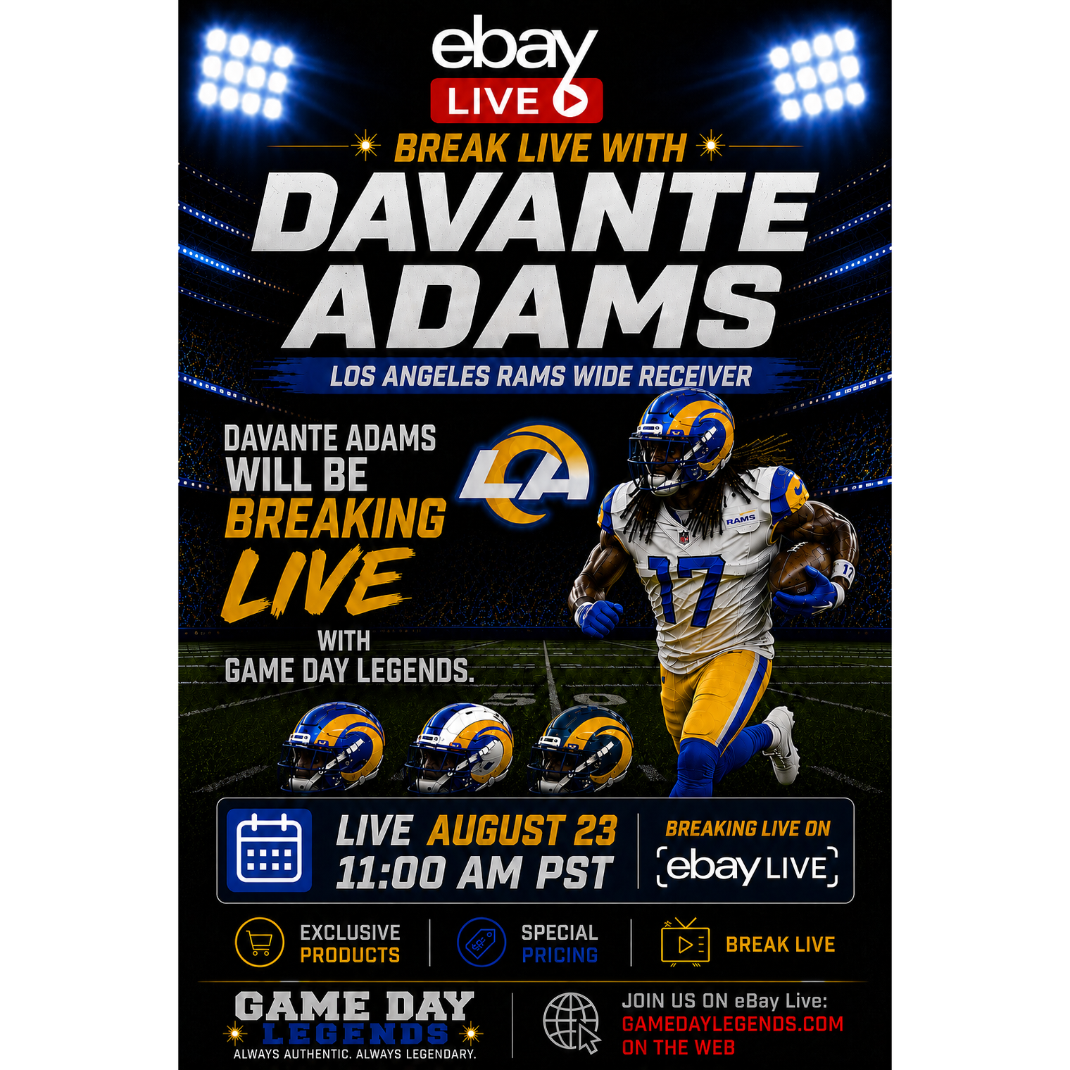 Davante Adams Autographed Los Angeles Rams "RETRO" Replica Helmet Beckett