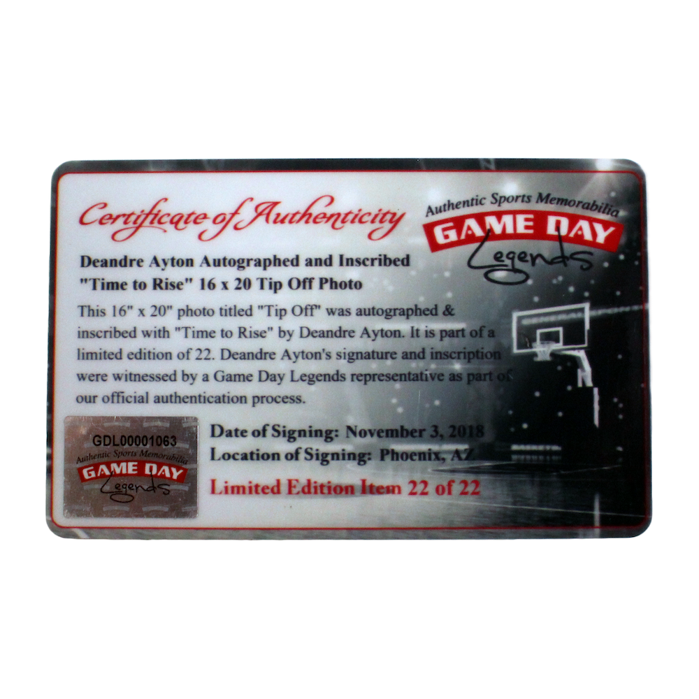 DEANDRE AYTON Autographed Phoenix Suns "Time To Rise" 16"x20" Tip Off Photograph GDL LE 22/22