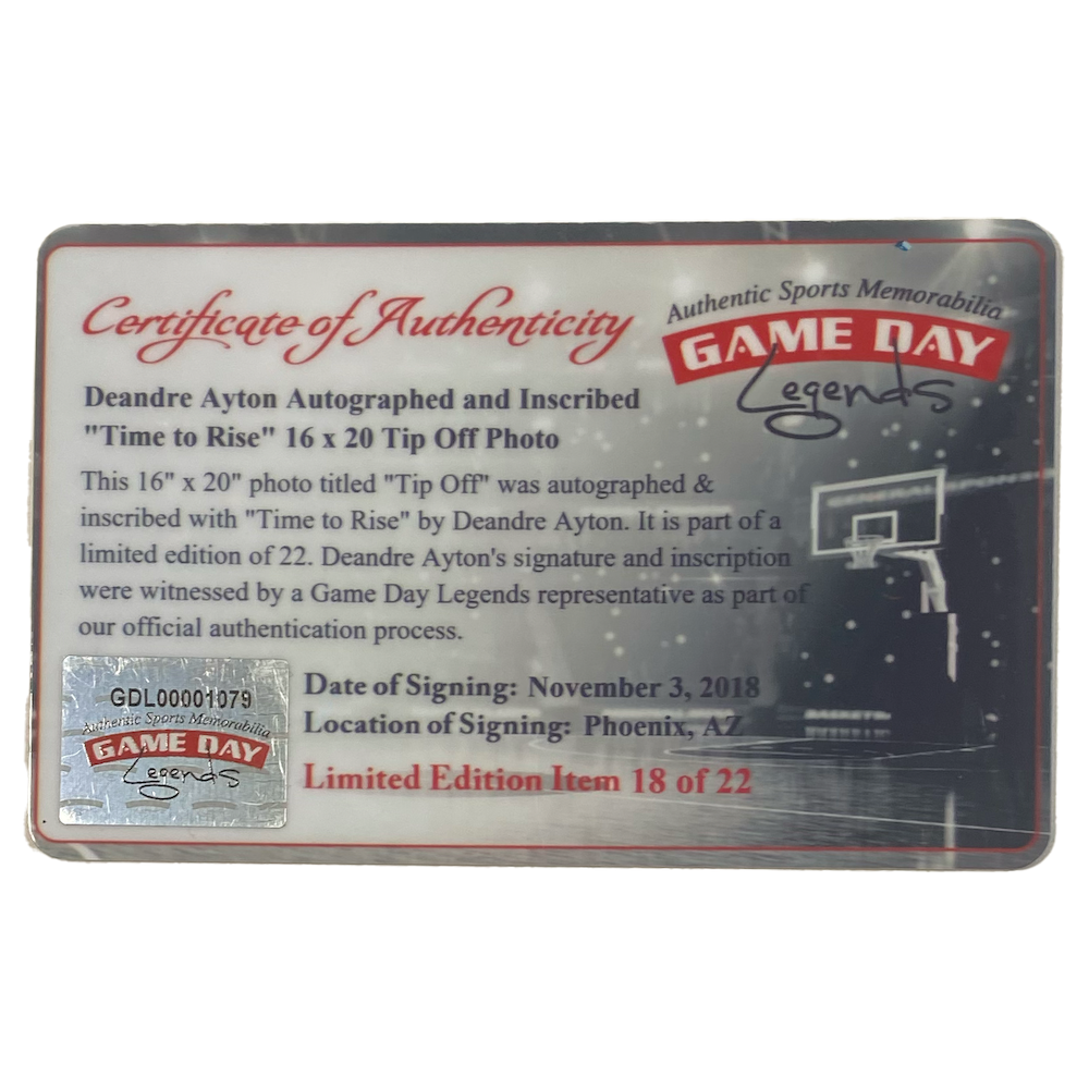 DEANDRE AYTON Autographed Phoenix Suns "Time To Rise" 16"x20" Tip Off Photograph GDL LE 18/22