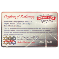 Bo Jackson Autographed Raiders Chrome Authentic Helmet Beckett & GDL LE 1/34