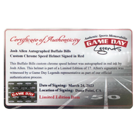 Josh Allen Autographed Chromed Bills Speed Authentic Helmet Beckett GDL LE 1/17