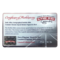 Josh Allen Autographed Chromed Bills Speed Authentic Helmet Beckett GDL LE 17/17