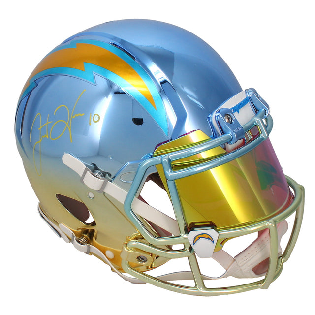 Justin Herbert Autographed Los Angeles Chargers Chromed Authentic Speed Helmet Beckett & GDL LE 1/10