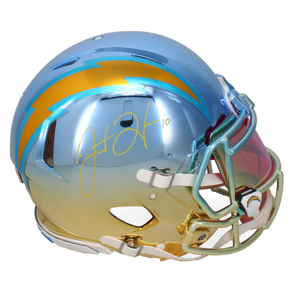 Justin Herbert Autographed Los Angeles Chargers Chromed Authentic Speed Helmet Beckett & GDL LE 10/10