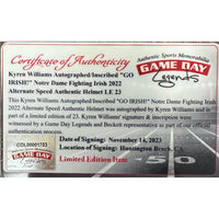 Kyren Williams Autographed "Go Irish" Alternate Authentic Helmet Beckett LE 1/23