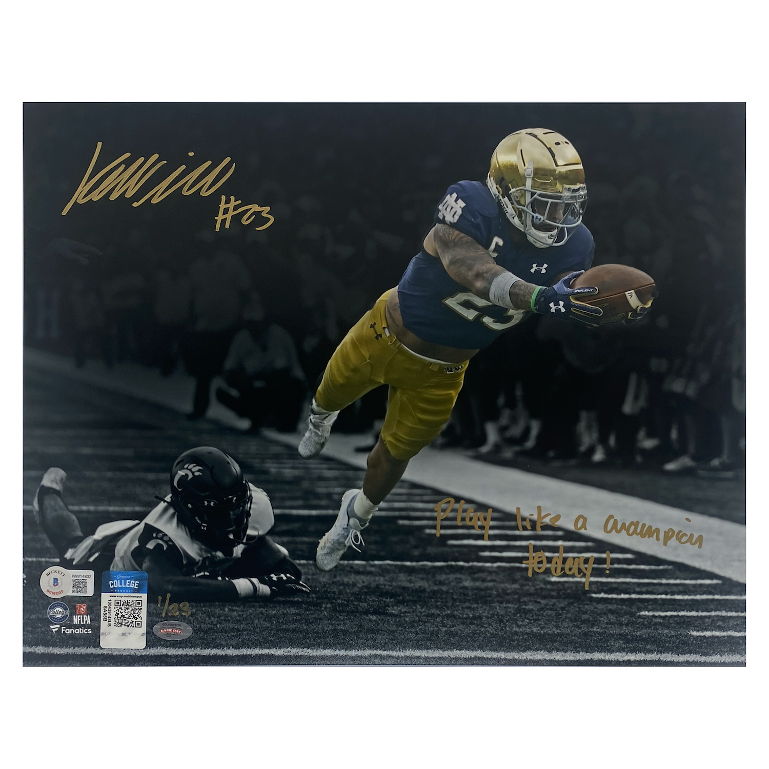 Kyren Williams Autographed / Inscribed 11" x 14" Photo Beckett / GDL LE 1/23