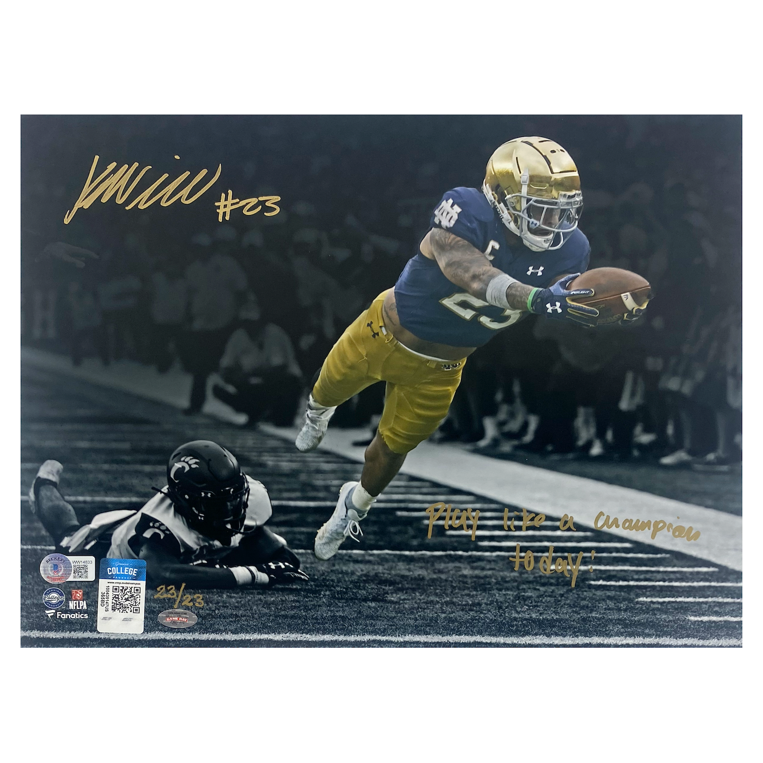 Kyren Williams Autographed / Inscribed 11" x 14" Photo Beckett / GDL LE 23/23