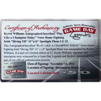 Kyren Williams Autographed / Inscribed 16" x 20" Photo Beckett / GDL LE 1/23