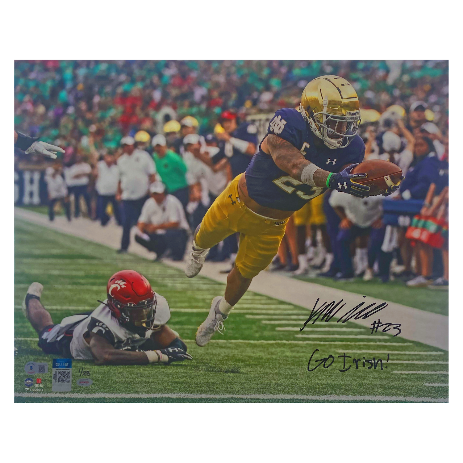 Kyren Williams Autographed "Go Irish" 16" x 20" Photo Beckett / GDL LE 1/23