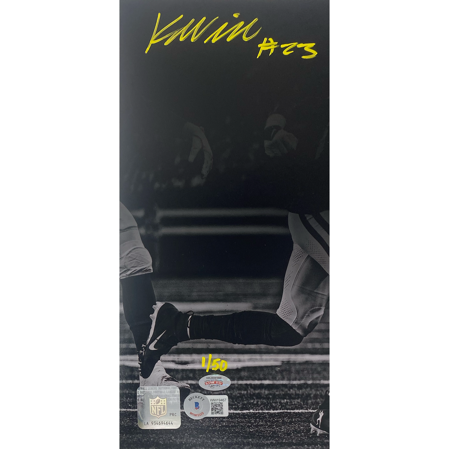 Kyren Williams Autographed Rams "Stiff Arm" 11" x 14" Photo Beckett GDL LE 1/50