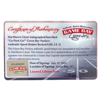 MarShawn Lloyd Autographed "Go Pack Go" Authentic Helmet Beckett / GDL LE 1/32