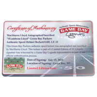 MarShawn Lloyd Autographed "#Lambeau Lloyd" Speed Helmet Beckett / GDL LE 1/32