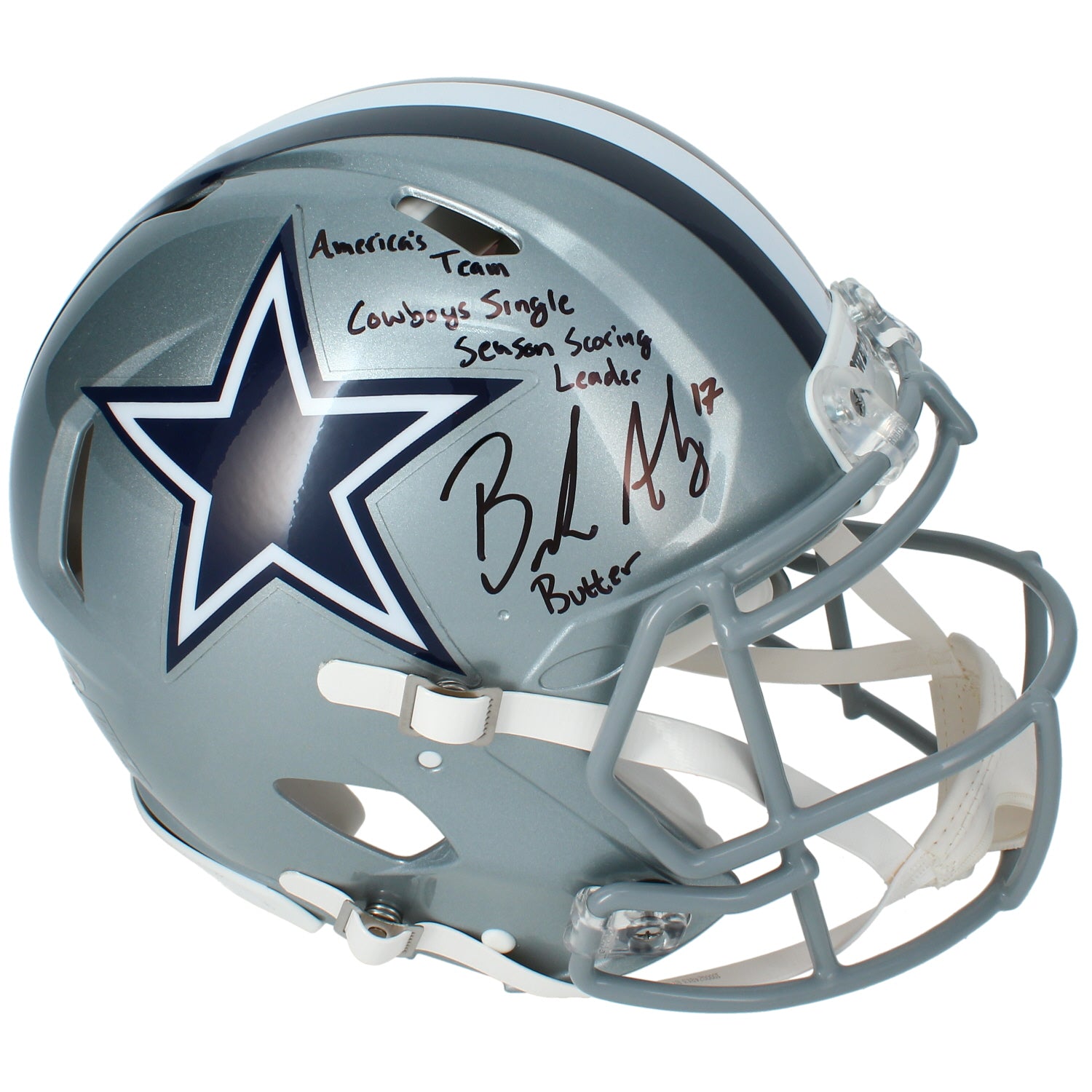 Brandon Aubrey Autographed/Triple Inscribed Dallas Cowboys Speed Authentic Helmet Beckett Witnessed LE 17/17