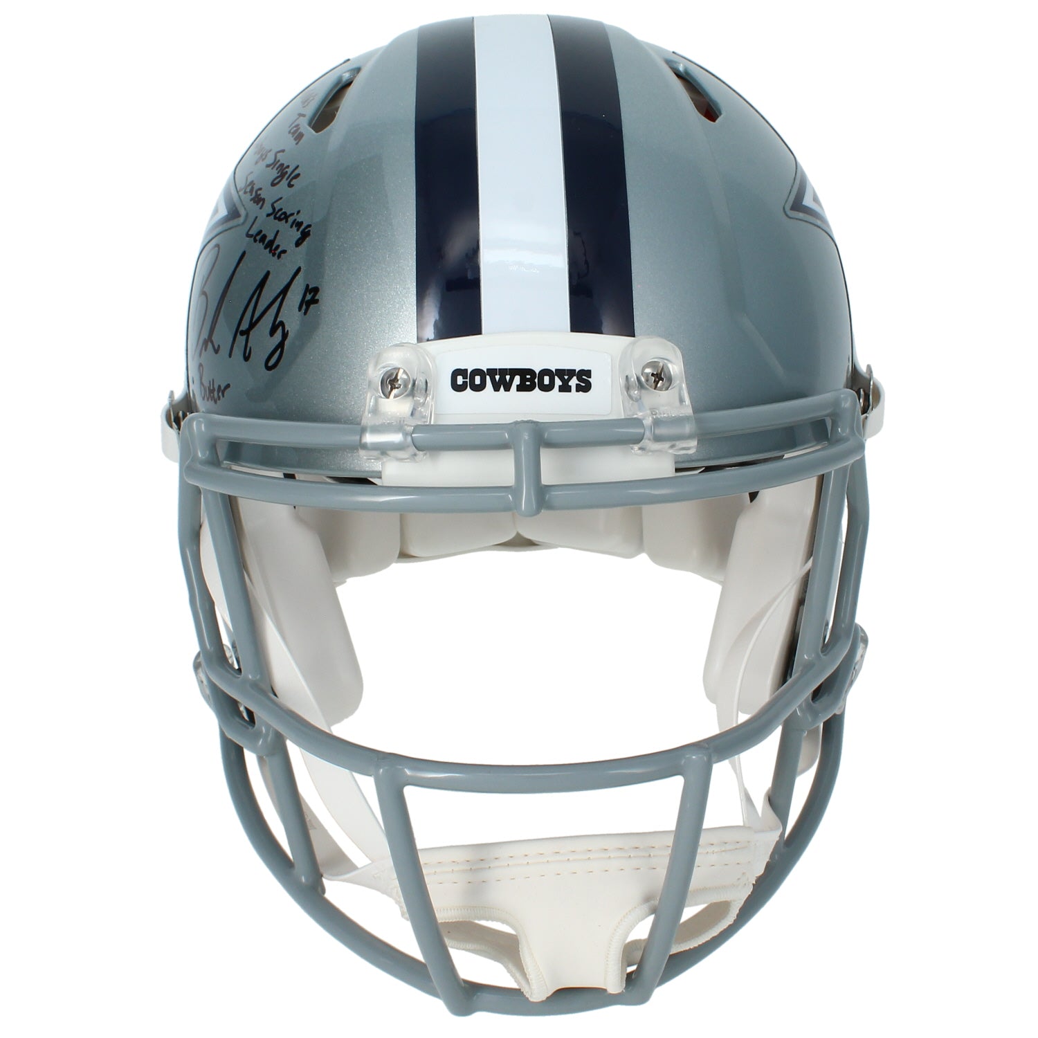 Brandon Aubrey Autographed/Triple Inscribed Dallas Cowboys Speed Authentic Helmet Beckett Witnessed LE 17/17