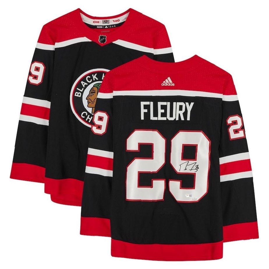 MARC-ANDRE FLEURY Autographed Chicago Blackhawks Reverse Retro Jersey FANATICS LE 29