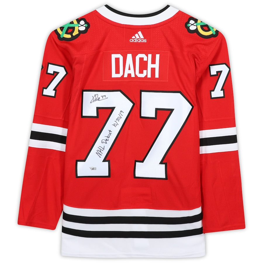 KIRBY DACH Autographed "NHL Debut" Chicago Blackhawks Authentic Adidas Jersey FANATICS