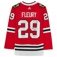 MARC-ANDRE FLEURY Autographed 500th NHL Win Chicago Blackhawks Authentic Jersey FANATICS