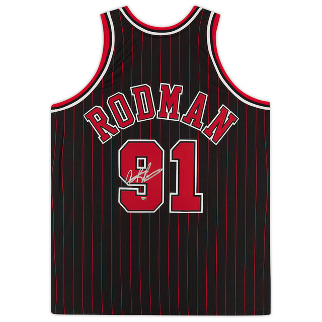 Dennis Rodman Autographed Chicago Bulls Pinstripe Authentic Jersey Fanatics
