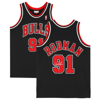 Dennis Rodman Autographed Chicago Bulls Black M&N Authentic Jersey Fanatics