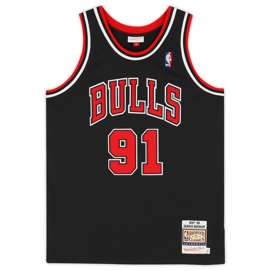 Dennis Rodman Autographed Chicago Bulls Black M&N Authentic Jersey Fanatics