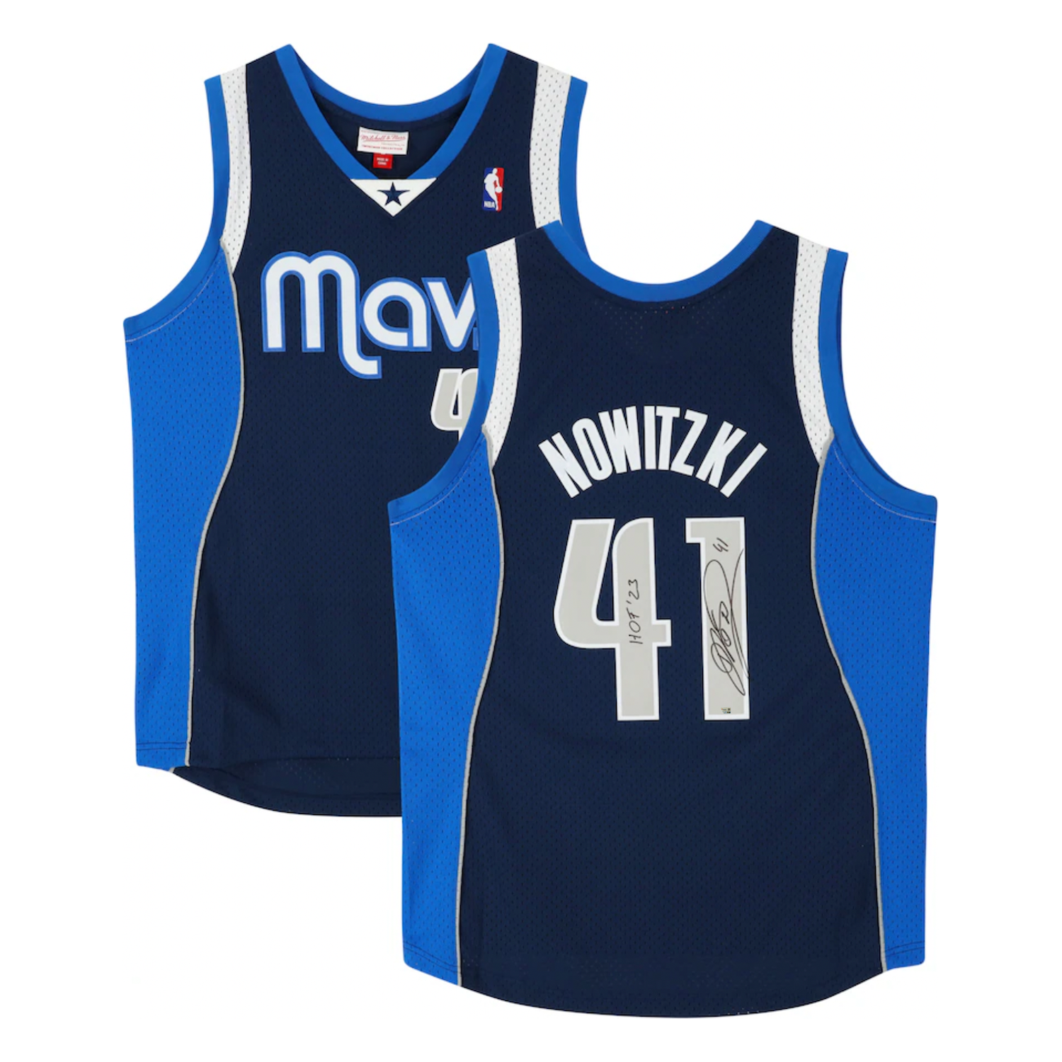 Dirk Nowitzki Autographed "HOF 23" Dallas Mavericks 2010 Blue Nike Jersey Fanatics